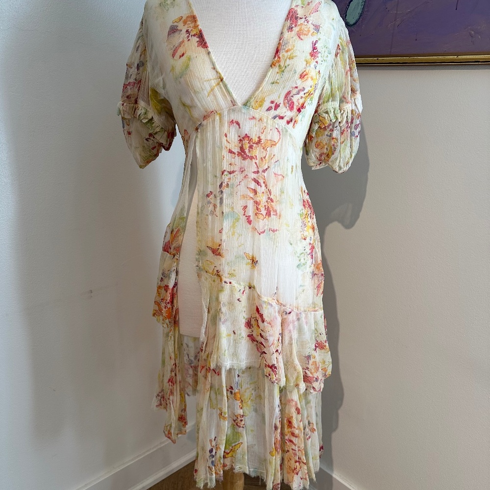 Free People Sheer Floral Maxi Top Sz XS